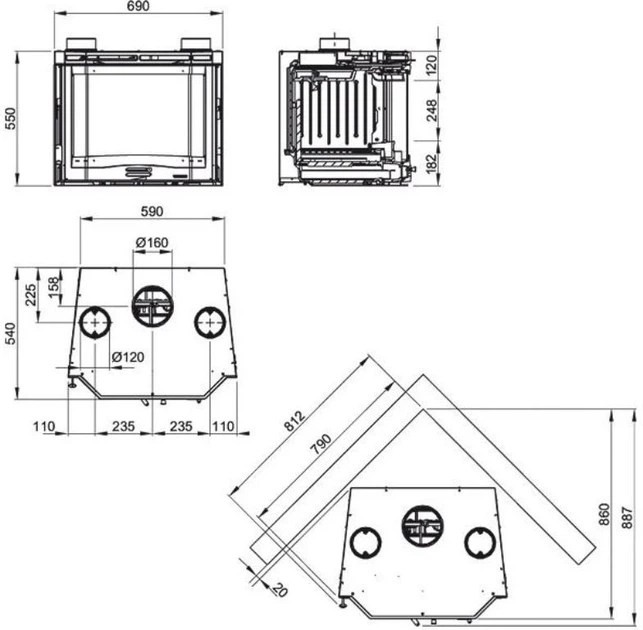 Каминная топка Nordica Inserto 70 Ventilato Prismatico - изображение 3