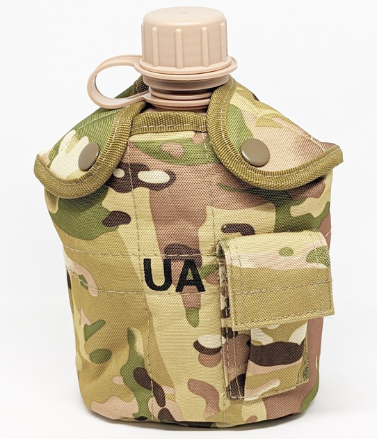 Набор армейская фляга с котелком в чехле BexShop военная фляга 1 литр и котелок 650 мл Мультикам (flask-multic) - изображение 2