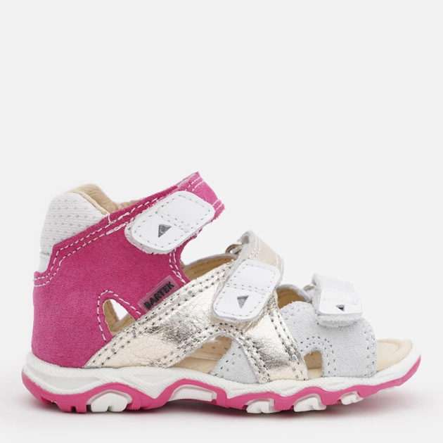Акція на Дитячі шкіряні сандалі для дівчинки Bartek 11708-020 22 14.4 см Рожевий/Золотий/Білий від Rozetka