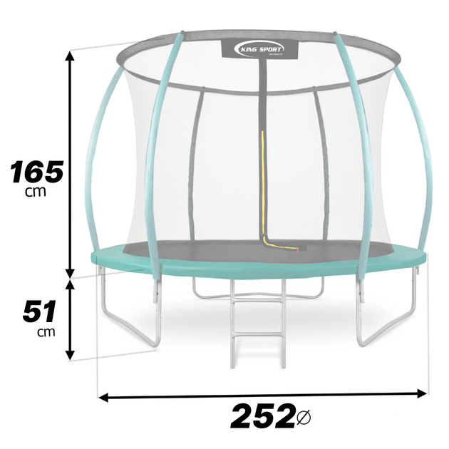 Батут 252см King Sport PRO c внутренней сеткой + лестница - Фото 8 Батут 252см King Sport PRO c внутренней сеткой + лестница - изображение 8