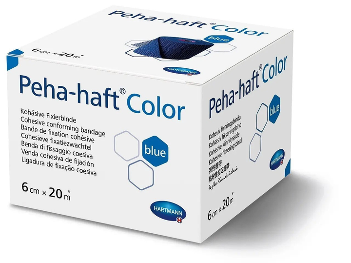 Бинт Peha-haft Color синий 6 см x 20 м 1шт когезивный фиксирующий - изображение 1