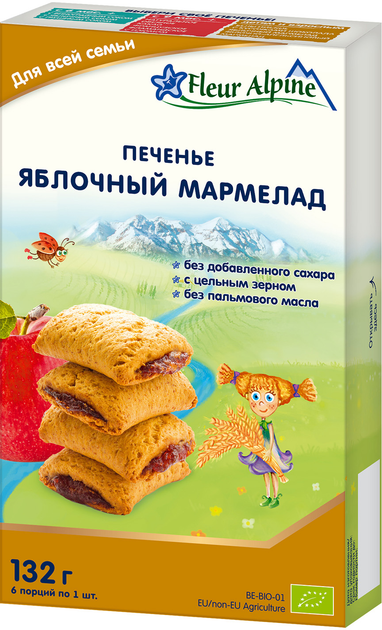 Детское печенье Fleur Alpine Organic Яблочный мармелад 132 г ...