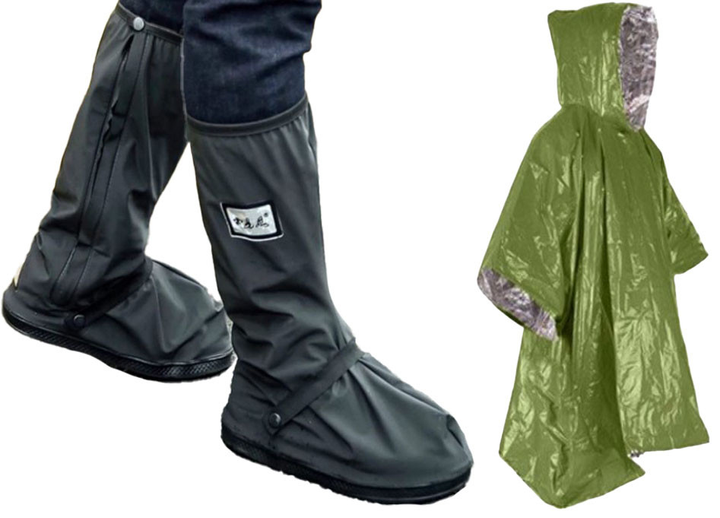 Бахилы для обуви от дождя, грязи ХL (32 см) и Термоплащ Спасательный из фольги для выживания(n-10125) - изображение 1