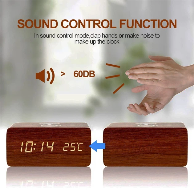 Беспроводная зарядка с LED-Часами Wood-clock QINETIQ 1000 10W brown - изображение 4