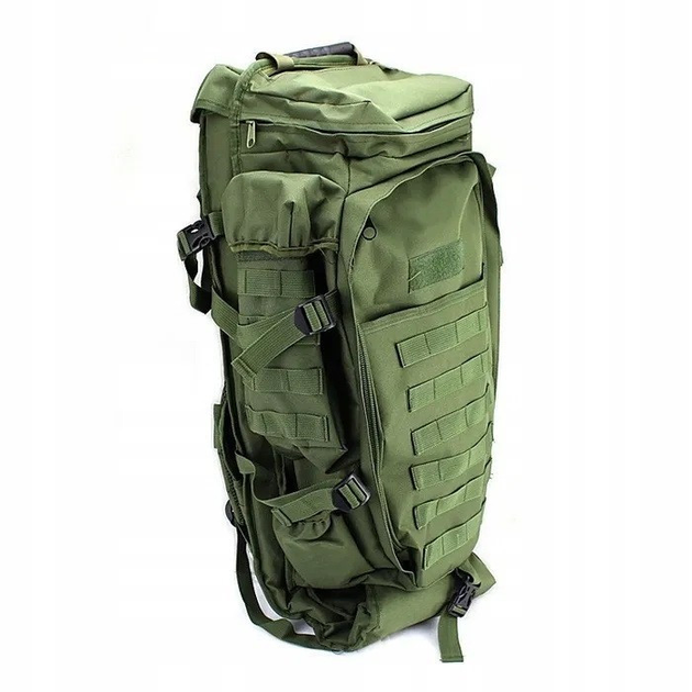 Рюкзак сумка на плечи ранец снайперский мужской 600D oxford с шестью рядами ремней система MOLLE Олива 70 л для максимальной адаптации к любым миссиям - изображение 1