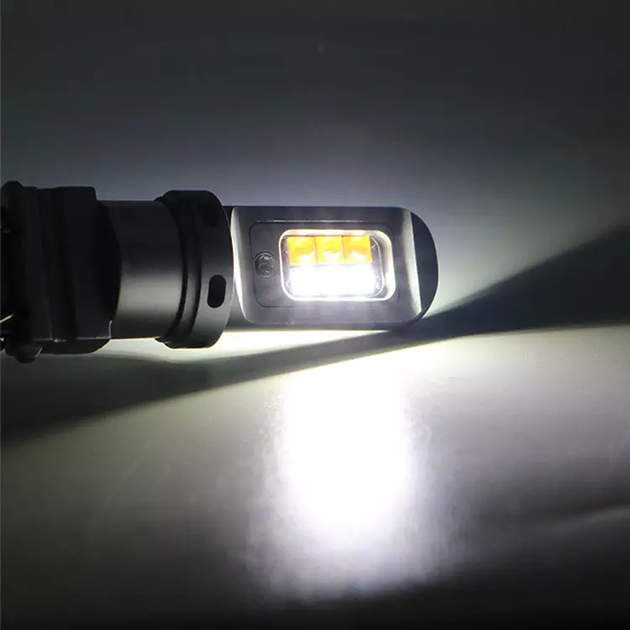Автолампа для американських авто з обманкою Terra P27/7W/3157, цоколь W2.5x16q, 3535x12smd, білий жовтий, 12V - зображення 3