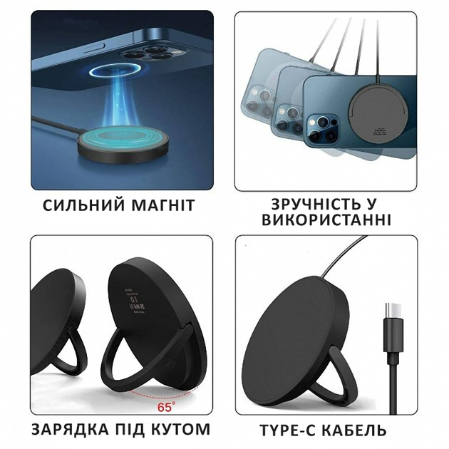Швидка 15W бездротова магнітна зарядка MagSafe для телефону Apple ...