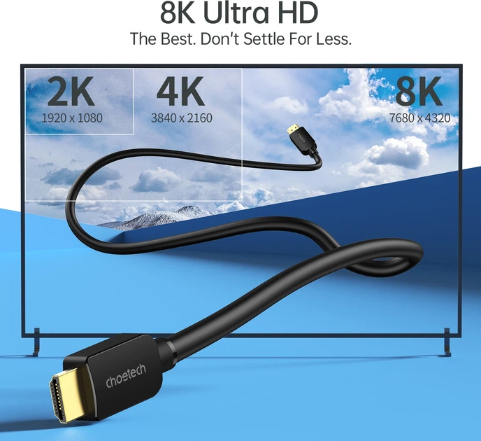 Кабель CHOETECH HDMI V.2.1, 2 м (XHH-TP20) - зображення 2