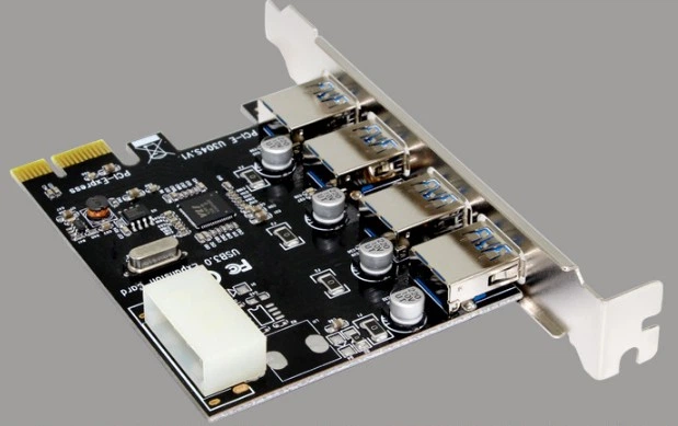 Плата расширения PCI-E на 4 х USB 3.0 с питанием MOLEX 5 Гбит/с расширитель портов (655582878) Черный - изображение 3