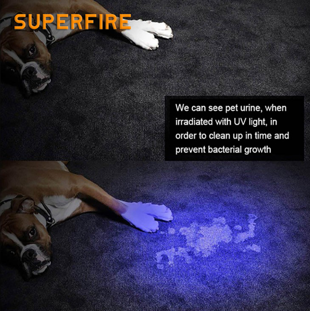 Фонарик ультрафиолетовый аккумуляторный S11-H SuperFire 800mAh - Фото 8 Фонарик ультрафиолетовый аккумуляторный S11-H SuperFire 800mAh - изображение 8