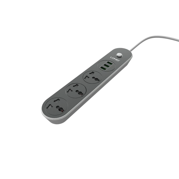 Мережевий фільтр подовжувач 3 розетки 3 USB 2 м із захистом із заземленням Ldnio 2500W 10A USB 3.1A Чорний (SC3301) - зображення 7