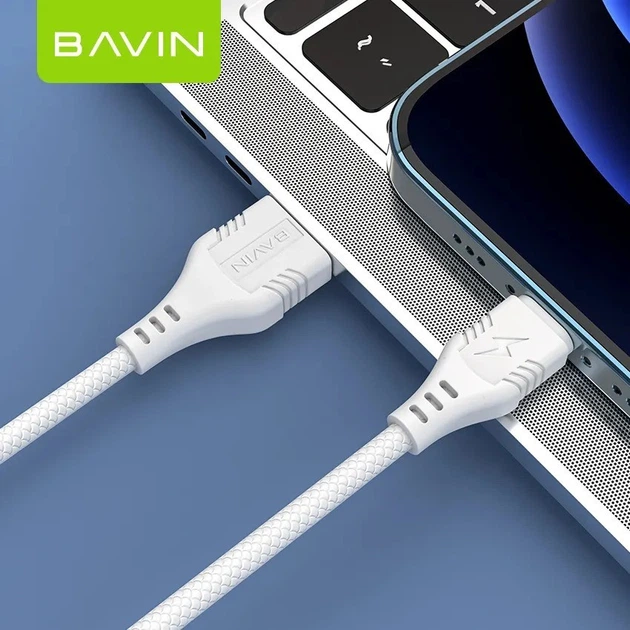 USB кабель для зарядки телефона, для передачи данных Type-C Bavin 2.4A 1м QC3.0 Белый (CB212) - изображение 3