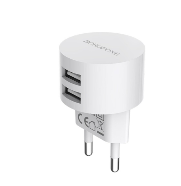 Зарядний пристрій BOROFONE BA23A Brilliant dual port charger White - зображення 1