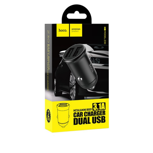 АЗУ Hoco Z30 Easy route dual port mini car charger 2USB 3.1A Black - Фото 2 АЗУ Hoco Z30 Easy route dual port mini car charger 2USB 3.1A Black - изображение 2