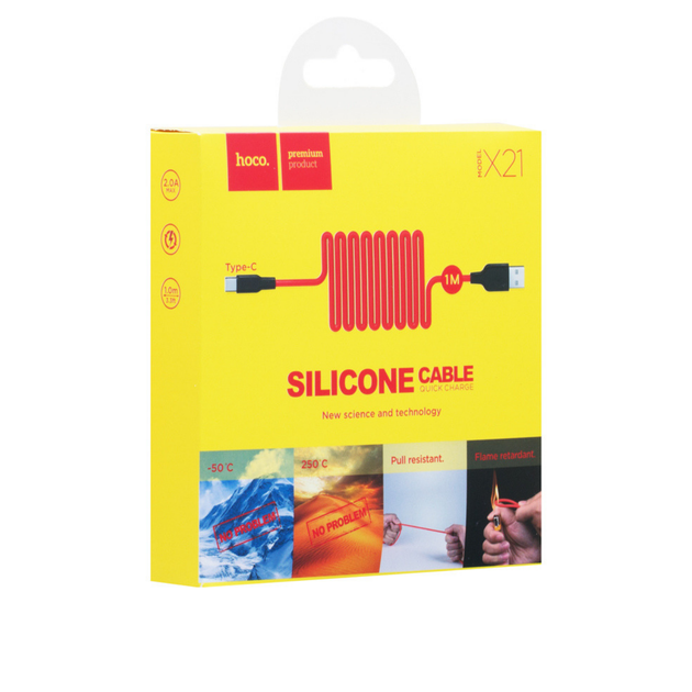 Кабель Hoco X21 Silicone Type-c charging cable Black＆Red - изображение 2