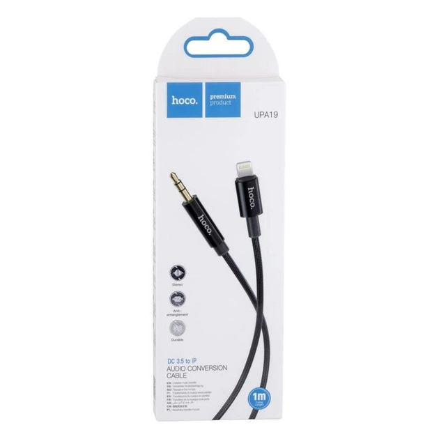 Кабель Hoco AUX UPA19 digital audio conversion cable Lightning Black - изображение 2