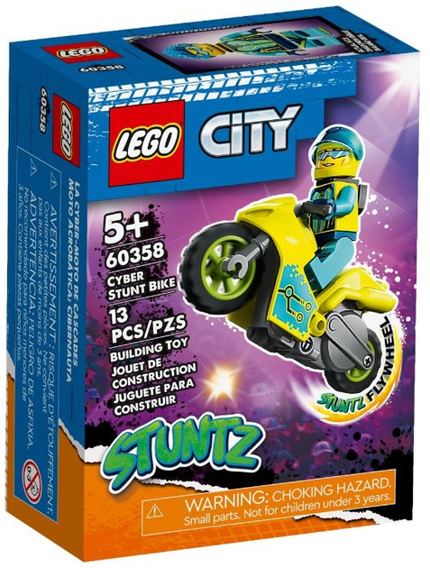Zestaw klocków LEGO City Cybermotocykl kaskaderski 13 elementów (60358) - obraz 1
