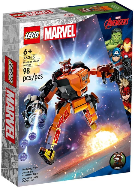 Zestaw klocków LEGO Super Heroes Mechaniczna zbroja Rocketa 98 elementów (76243) - obraz 1