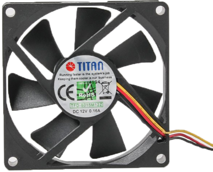 Вентилятор Titan TFD-8015 M 12 Z, 80х80х15мм, 3-pin, чорний - изображение 2