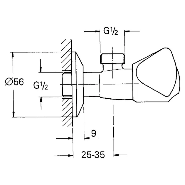Универсальный угловой вентиль 1/2" Grohe хром - зображення 2