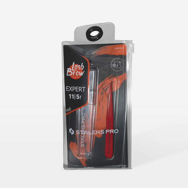Пинцет для бровей STALEKS EXPERT 11 TYPE 5r (точечный), красный - изображение 2