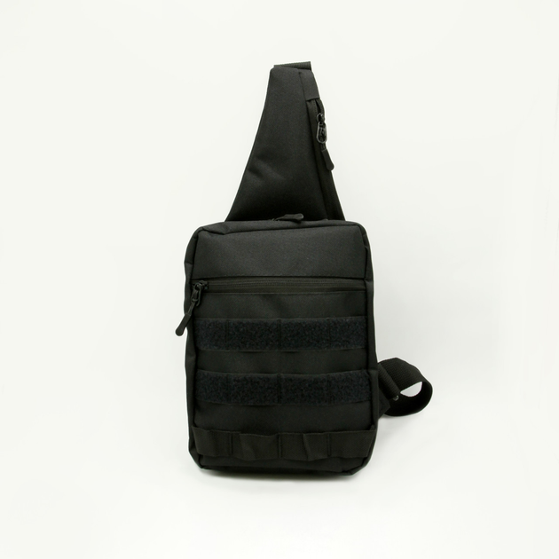 Тактическая сумка-слинг с кобурой на липучке плечевая однолямочная, чорна через плечо, нагрудная сумка-кобура - изображение 1