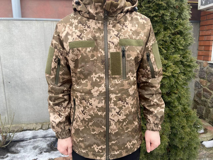 Тактична куртка Softshell армійська військова флісова куртка колір піксель софтшел розмір 54 для ЗСУ 54-02 - зображення 2