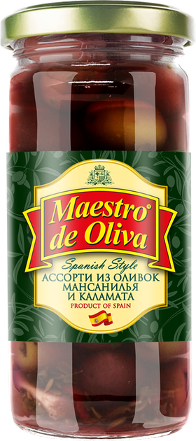 Оливки з кісточкою Maestro de Oliva Коктейль із каламату 240 г (8436024297768) - зображення 1