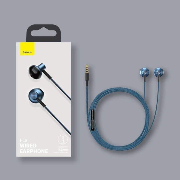 Наушники проводные Baseus Encok H19 с микрофоном Blue - изображение 12