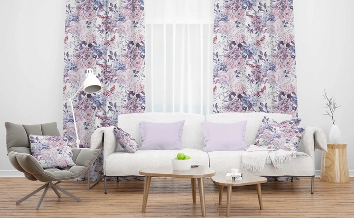 Готова штора Soovi Home 140 х 250 см на тасьмі (12605280497) з квітковим принтом. - зображення 6