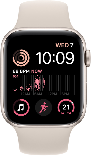 Smartwatch Apple Watch SE GPS + Cellular 44mm Starlight Aluminium Case with Starlight Sport Band (MNPT3) - obraz 2