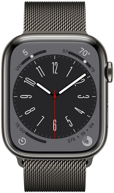 Смарт-годинник Apple Watch Series 8 GPS + Cellular 45mm Graphite Stainless Steel Case with Graphite Milanese Loop (MNKX3) - зображення 2