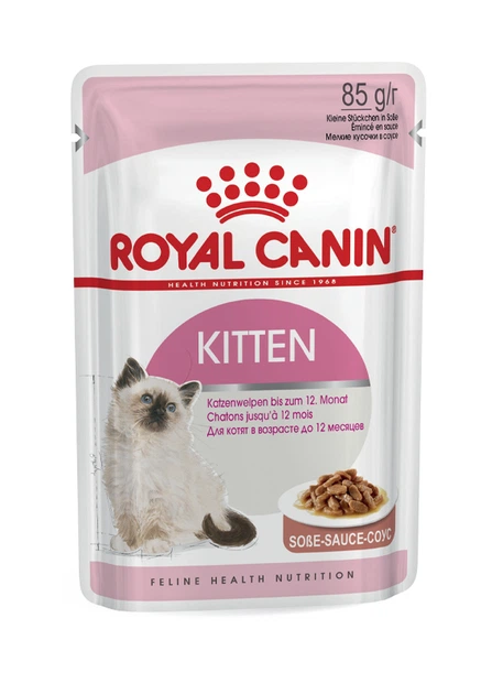 Вологий корм Royal Canin Kitten Instinctive для кошенят (шматочки в соусі) 85 г - Фото 1 Вологий корм Royal Canin Kitten Instinctive для кошенят (шматочки в соусі) 85 г - зображення 1