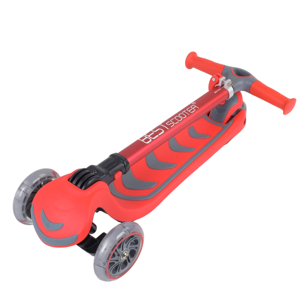 Трехколесный детский самокат складной со светящимися колесами Best Scooter Красный - изображение 4