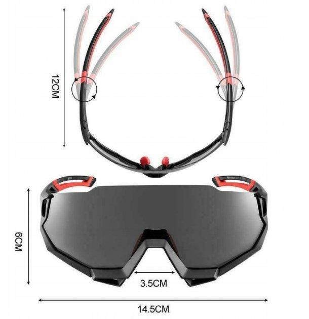 Защитные Спортивные очки ROCKBROS 10133 зеленые.5 линз/стекол поляризация UV400 велоочки.тактические - изображение 2