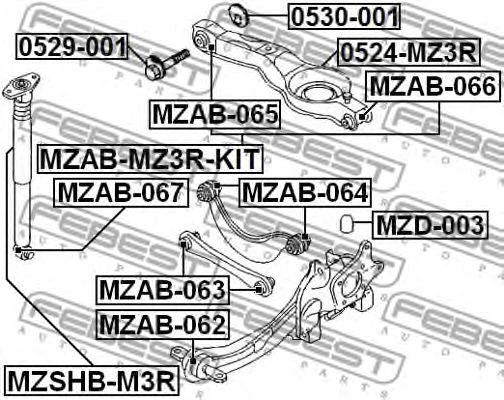 Сайлентблок рычага FORD C-MAX, FOCUS, KUGA 98 зад. мост верх (Выр-во FEBEST) Febest (MZAB062) - изображение 2