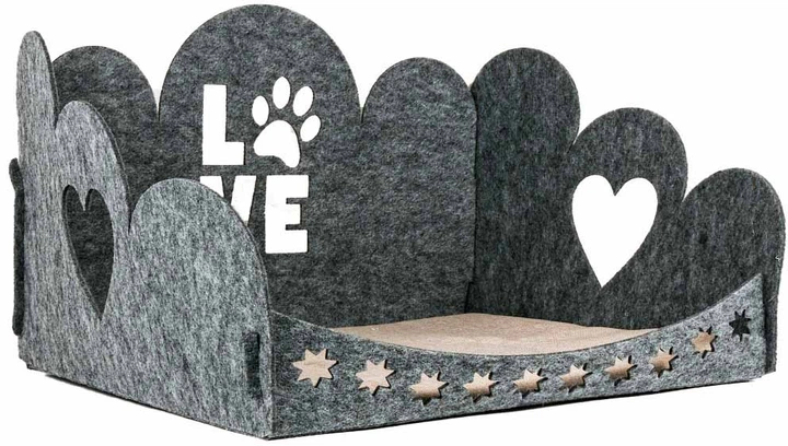 Лежанка-корзина з подушкою для собак і кішок FX Home Love 55х48х37 см Сіра (2820000012142) - зображення 2