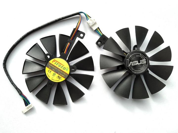 Вентилятор кулер для видеокарты ASUS RTX 2080 Ti Dual (orgnl) FirstD FDC10U12S9-C (T129215SH PLD09210S12H) комплект 2 шт (№307.5) - изображение 2
