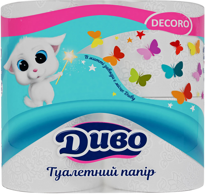 ROZETKA | Туалетная бумага Диво Decoro двухслойная 4 рулона бело ...