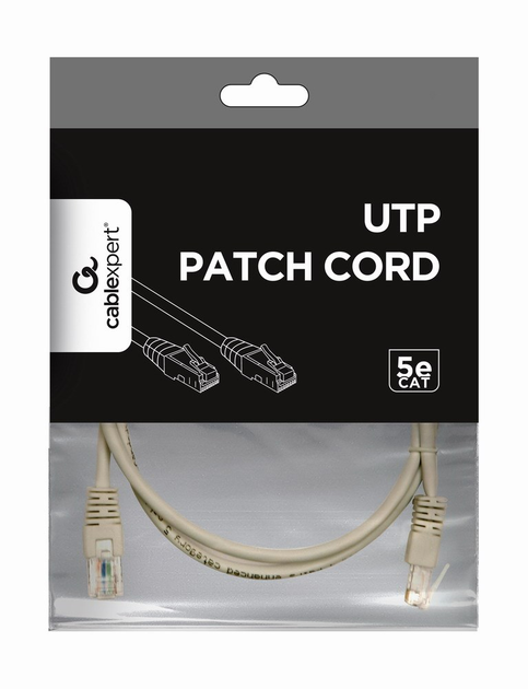 Patchcord Cablexpert CAT5e UTP 1m Szary (PP12-1M) - obraz 2