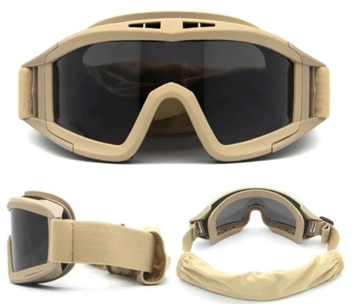 Защитные очки маска Nela-Styl mx79 Хаки (Alop) надежная защита глаз и лица в самых экстремальных условиях высококачественные материалы для максимальной защиты и комфорта - изображение 1