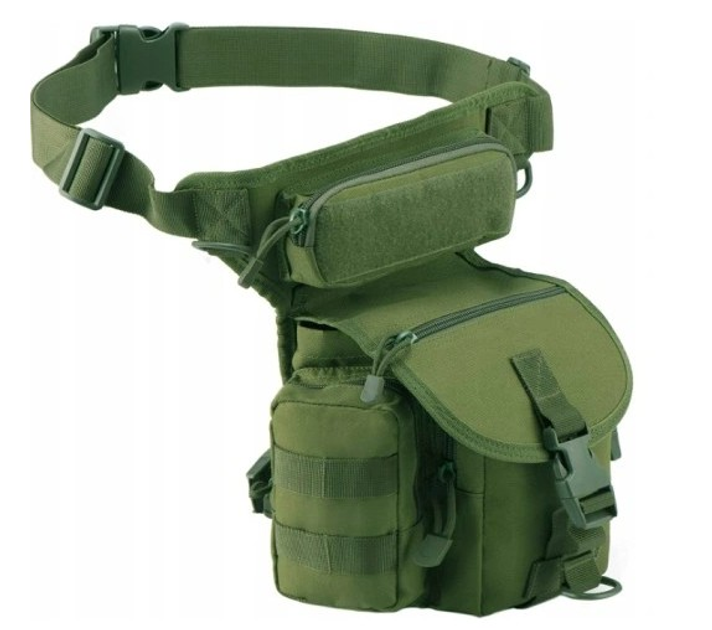 Чоловіча сумка органайзер підсумок на ногу плечі Зелений (Alop) максимальна функціональність і комфорт надійне зберігання спорядження зручність і практичність - зображення 1