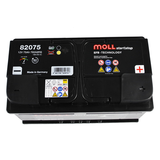 Автомобільний акумулято MOLL EFB 75Ah 760A R+ - изображение 2