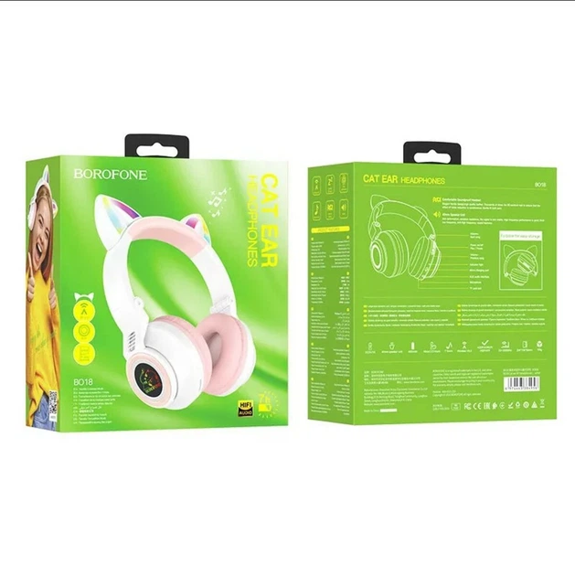 Наушники Borofone BO18 Cat ear BT headphones |BT5.0, AUX/TF, 7h - изображение 4