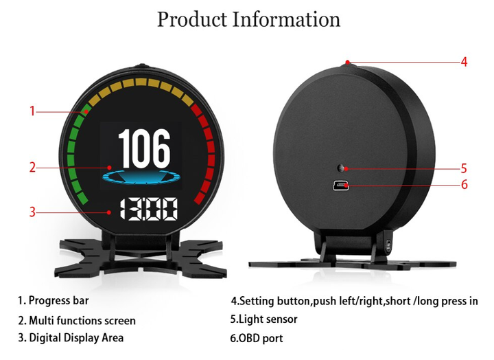 Бортовий комп'ютер OBD2 HUD P15 - зображення 7