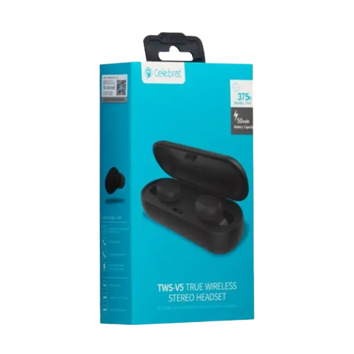 Бездротові навушники Bluetooth з кейсом-зарядкою Celebrat TWS-W5 чорний (AM-3119_881) - Фото 6 Бездротові навушники Bluetooth з кейсом-зарядкою Celebrat TWS-W5 чорний (AM-3119_881) - зображення 6