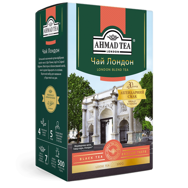 Чорний чай Ахмад Ті Лондон Бленд листовий 100 грамів - Фото 1 Чорний чай Ахмад Ті Лондон Бленд листовий 100 грамів - зображення 1