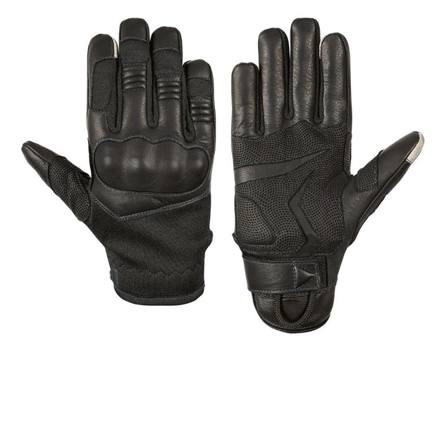 Тактичні сенсорні шкіряні рукавички Holik Beth black розмір XS - зображення 1