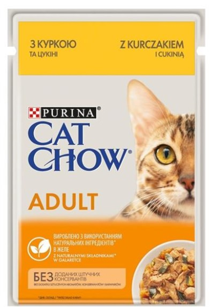 Mokra karma dla kotów Purina Cat Chow Adult z kurczakiem i cukinią 85g (7613036595049) - obraz 1