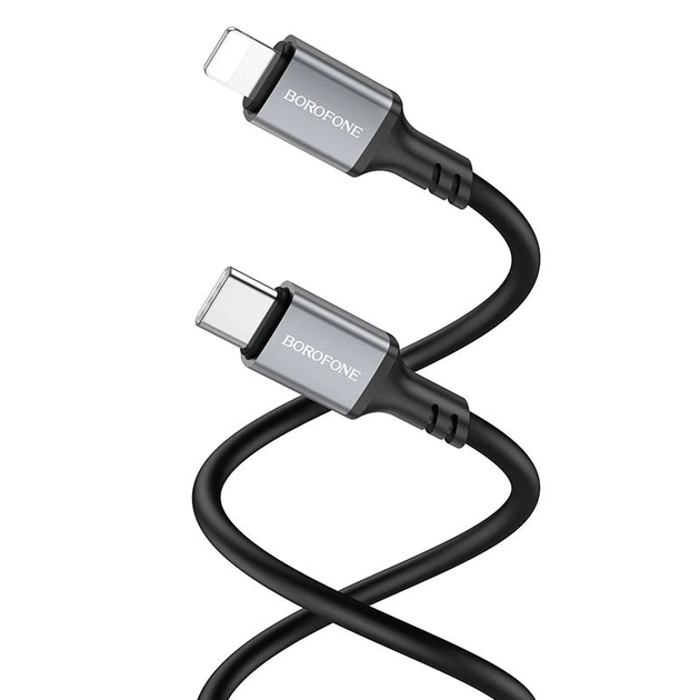 Кабель для заряджання Borofone BX83 передачі даних USB-C на Lightning, 1m 3A підтримка швидкого заряджання PD 20W Black - зображення 2